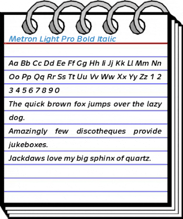 Metron Light Pro Bold Italic Font