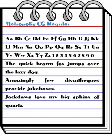 Metropolis CG Regular Font
