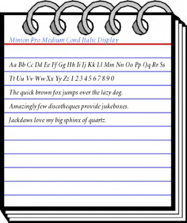 Minion Pro Medium Cond Italic Display Font