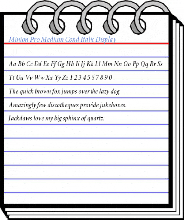 Minion Pro Medium Cond Italic Display Font