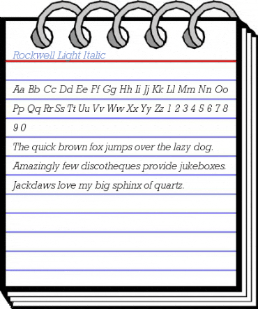 Rockwell Light Italic Font
