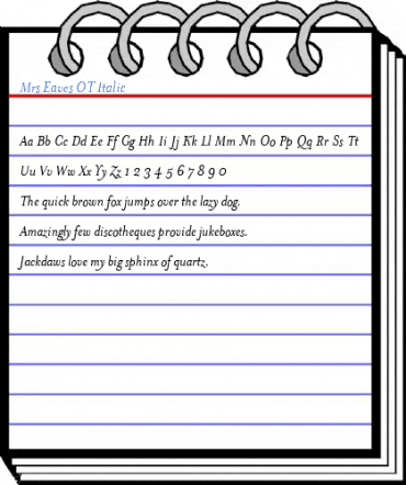 Mrs Eaves OT Italic Font