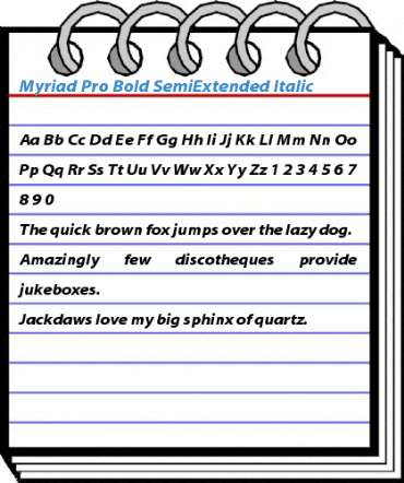 Myriad Pro Bold SemiExtended Italic Font