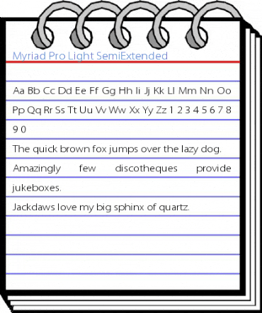 Myriad Pro Light SemiExtended Font