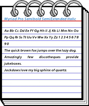 Myriad Pro Semibold SemiExtended Italic Font