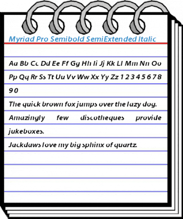 Myriad Pro Semibold SemiExtended Italic Font