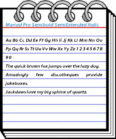 Myriad Pro Semibold SemiExtended Italic Font