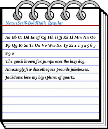 NexusSerif-BoldItalic Regular Font