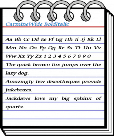 CarmineWide BoldItalic Font