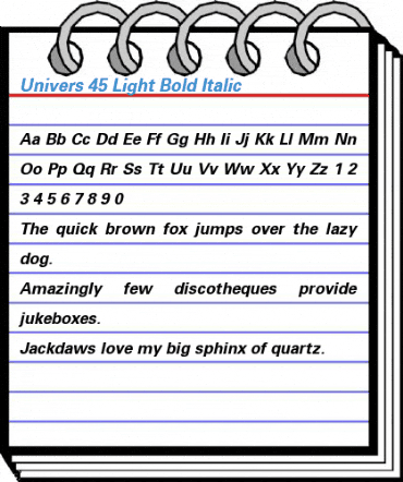 Univers 45 Light Bold Italic Font