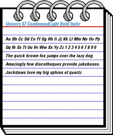Univers 47 CondensedLight Bold Italic Font