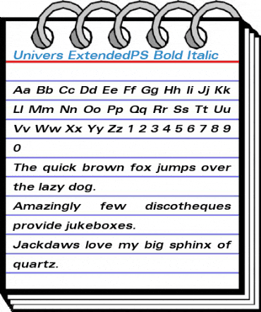 Univers ExtendedPS Bold Italic Font