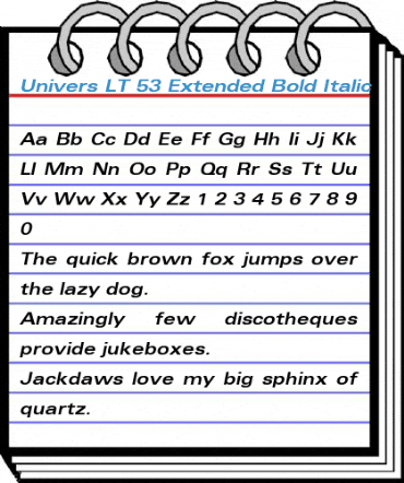 Univers LT 53 Extended Bold Italic Font