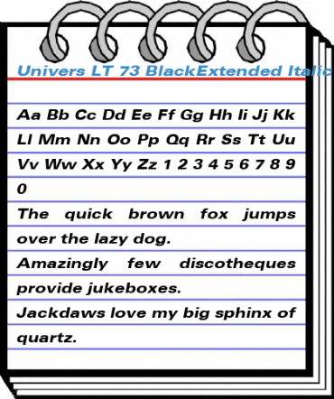 Univers LT 73 BlackExtended Italic Font