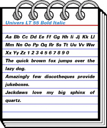 Univers LT 55 Bold Italic Font