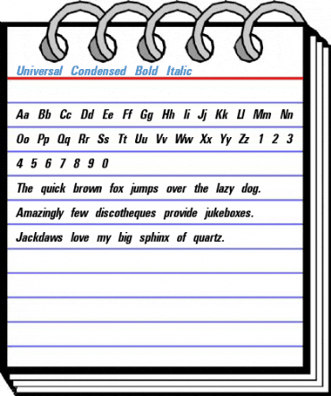 Universal Condensed Bold Italic Font
