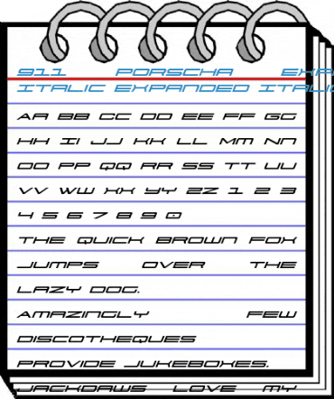 911 Porscha Expanded Italic Expanded Italic Font