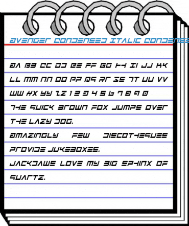 Avenger Condensed Italic Condensed Italic Font