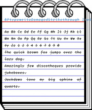 BPtypewriteDamagedStrikethrough Italic Font