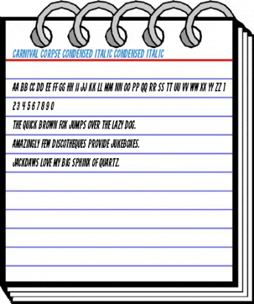 Carnival Corpse Condensed Italic Condensed Italic Font