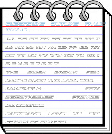 Cyberdyne Outline Italic Font