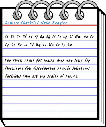 Zombie Checklist Alpha Font