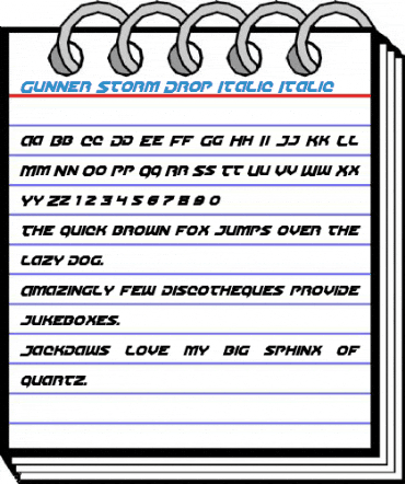Gunner Storm Drop Italic Italic Font