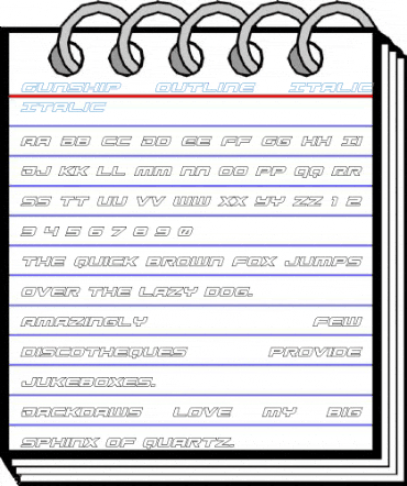 Gunship Outline Italic Outline Italic Font