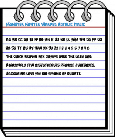 Monster Hunter Warped Rotalic Italic Font