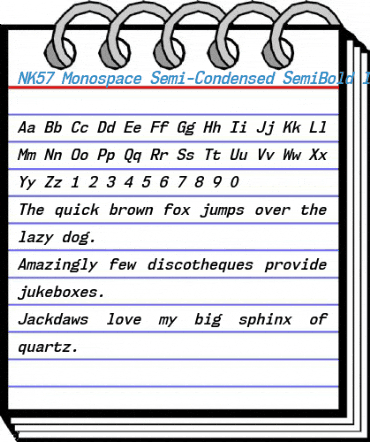 NK57 Monospace Semi-Condensed SemiBold Italic Font