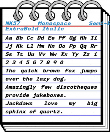 NK57 Monospace Semi-Expanded ExtraBold Italic Font