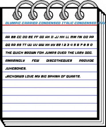 Olympic Carrier Condensed Italic Condensed Italic Font
