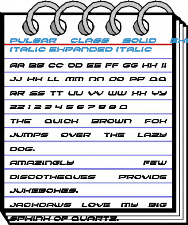 Pulsar Class Solid Expanded Italic Expanded Italic Font