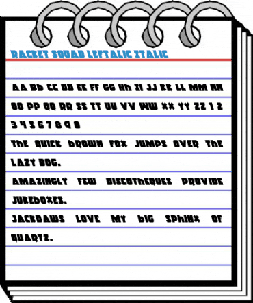 Racket Squad Leftalic Italic Font