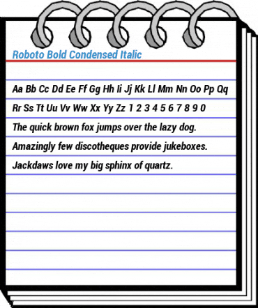 Roboto Bold Condensed Italic Font