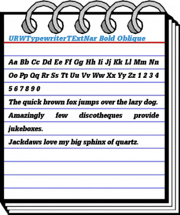 URWTypewriterTExtNar Bold Oblique Font