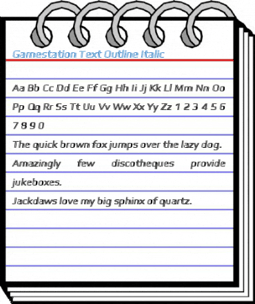 Gamestation Text Outline Italic Font