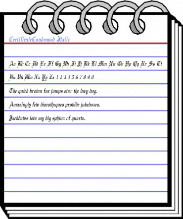 CertificateCondensed Italic Font