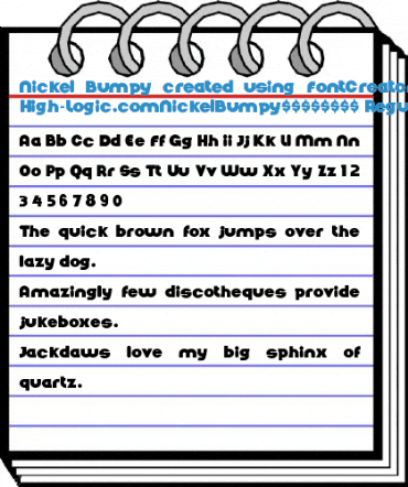Nickel Bumpy created using FontCreator 6.5 from High-Logic.comNickelBumpy Font