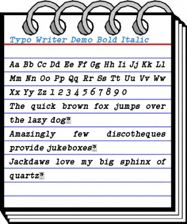 Typo Writer Demo Bold Italic Font