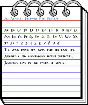 zai Seagull Felt-tip Pen Regular Font