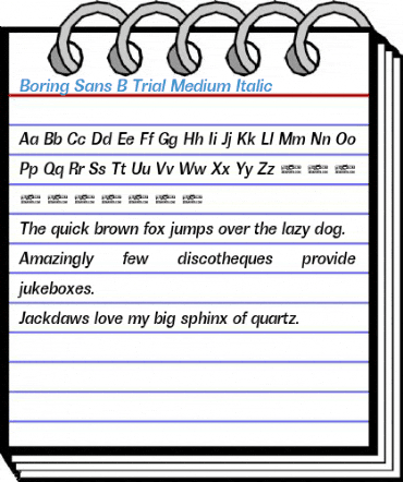 Boring Sans B Trial Medium Italic Font