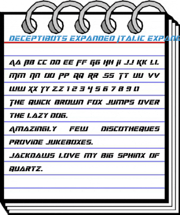 Deceptibots Expanded Italic Expanded Italic Font