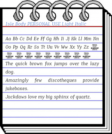 Isle Body PERSONAL USE Light Italic Font
