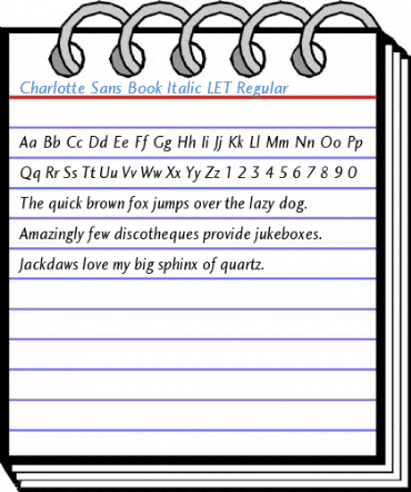 Charlotte Sans Book Italic LET Regular Font