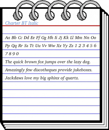 Charter BT Italic Font