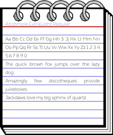Atozimple ExtraLight Regular Font
