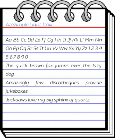 Atozimple Light Italic Font