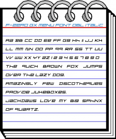 F-Zero GX Menu Font Obl Italic Font