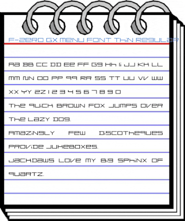 F-Zero GX Menu Font Thin Regular Font